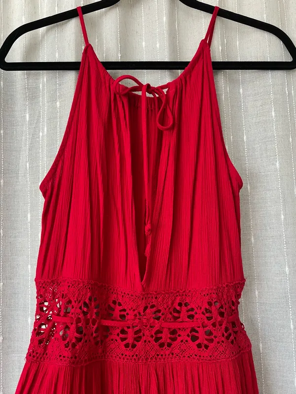 Crochet Cutout Maxi Red Size XS - Image 6