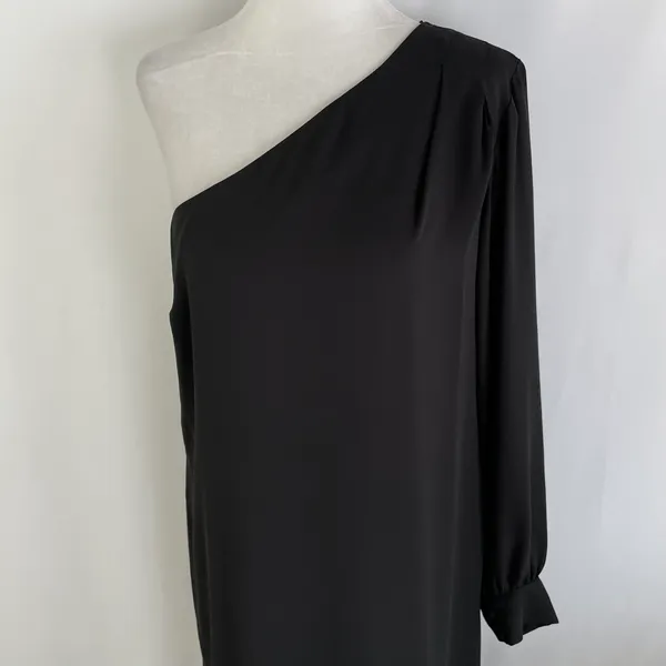 New Krisa One Sleeve Maxi One Shoulder Long Sleeve Side Slit Dress Black Size XS - Image 5