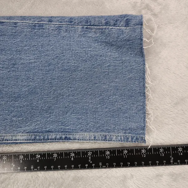 Free Assembly Jeans Womens 12 (33x30) Super High Rise Straight Patchwork Raw Hem - Image 10