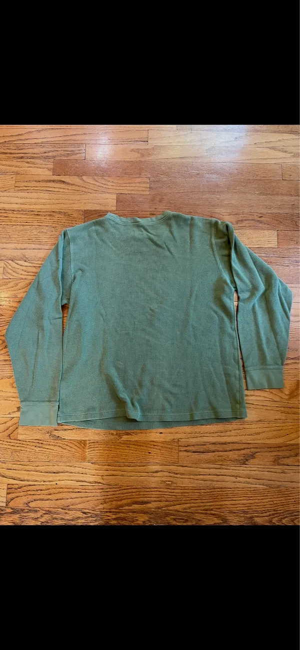 Vintage L.L. Bean Classic Long Sleeve Thermal Waffle Shirt - Olive Green - Image 8