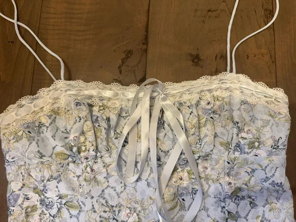 For Love & Lemons Small $198 Claire Lace Floral Mini Dress Lace Ribbon Bow - Image 7