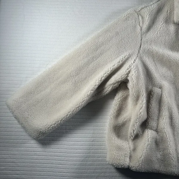 GAP Womens XXL Sherpa Teddy Coat Cream Ivory Fleece Button Jacket Cozy Plush - Image 3