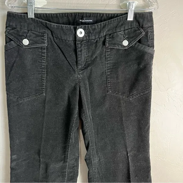 Moda International Vintage Black Corduroy‎ Wide Leg Baggy Adj. Cinch Ankle Pants - Image 3
