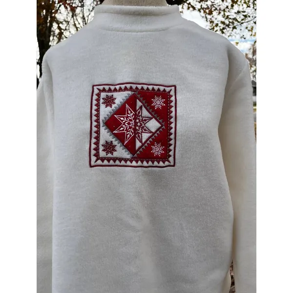 Vintage 1990s Croft & Barrow Sport White Snowflake Sweater Size Small Oversized - Image 3
