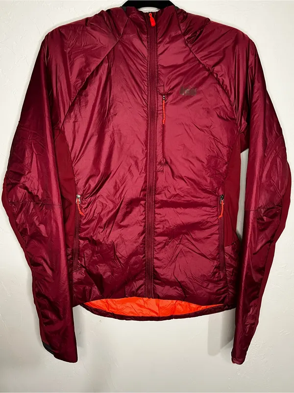 REI Co-Op Flash Insulated Hybrid Lightweight Packable Burgundy Hooded‎ Jacket - Image 2