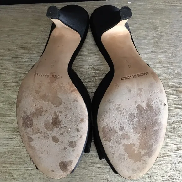 Michael Kors Women’s Black Open Toe Satin Bow Coquette Kitten Heels size 6 - Image 4