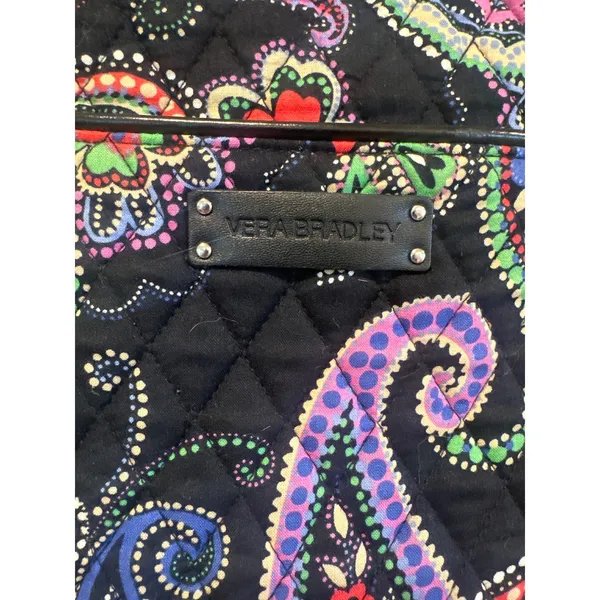 Vera Bradley Kiev Quilted Cotton Paisley Tote Bag Black Multicolor Shoulder Bag - Image 2