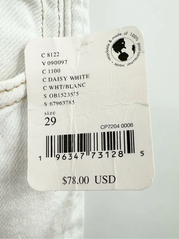 Free People NWT Women's Daisy White Shelby Low-Rise Straight-Leg Jeans Size 29 - Image 5
