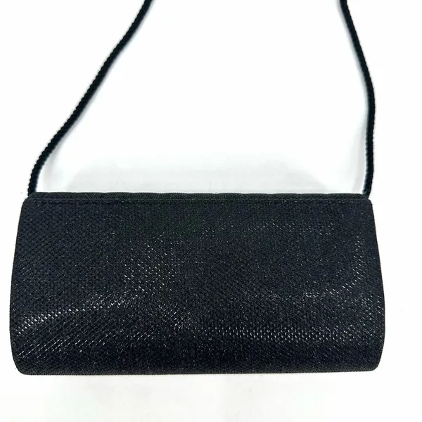 Clutch Purse Evening Bag Shoulder Strap Small Flap Black Shimmer Sparkle Prom - Image 7
