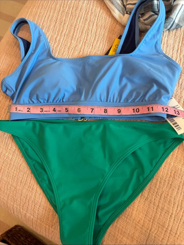 Fair Harbor Blue Crop Bikini Top & Teal Bikini Bottom Set size‎ Small - Image 13