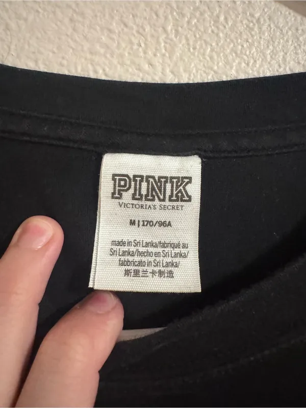 PINK Victoria's Secret Black Long-Sleeve Pocket Tee with Dog Logo - Image 2