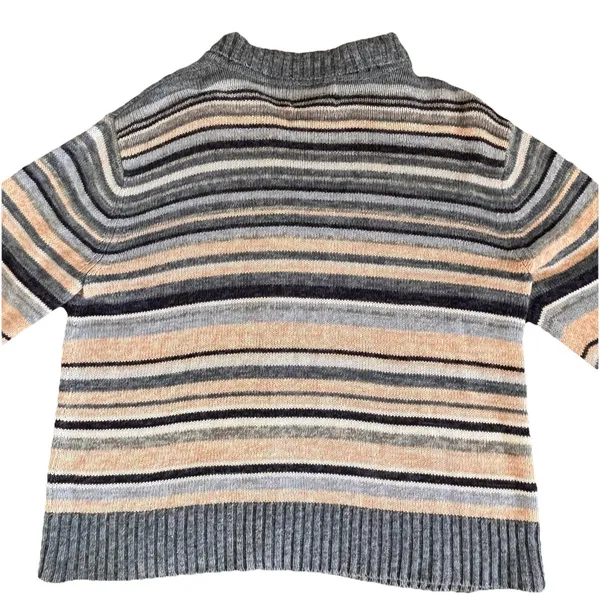 Heirloom Collectibles Fair Isle Cardigan Sweater Women's Lg. Blue Beige Zip Up‎ - Image 7