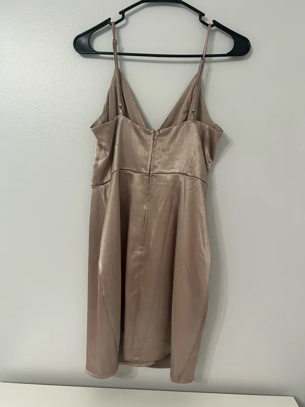 Teeze Me Champagne Colored Satin Mini Dress - Image 2