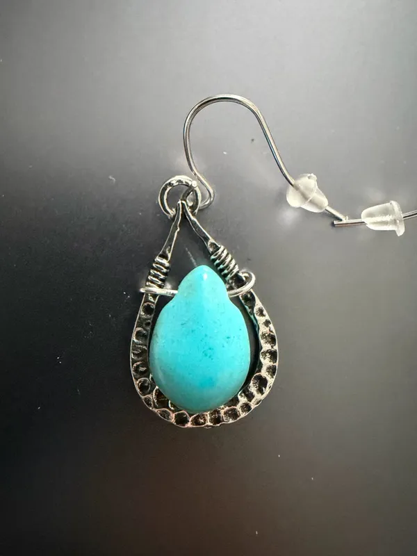 Turquoise Teardrop Dangle Earrings - Women Jewelry - Image 2