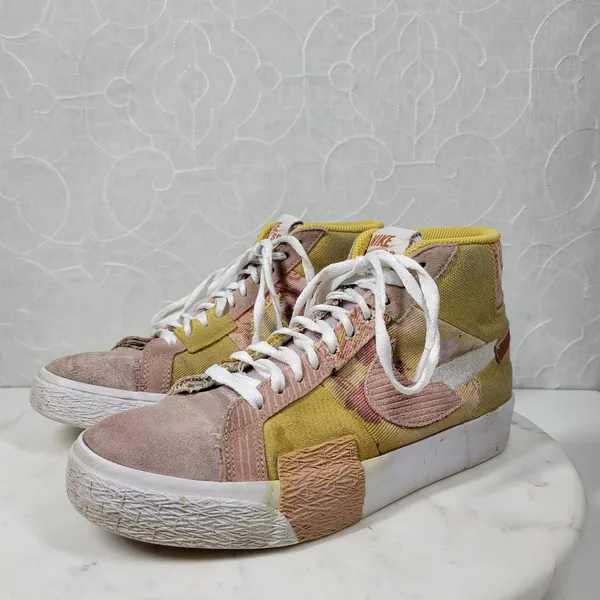 Nike Zoom Blazer Premium SB Womens 5.5 Sanded Gold Paisley Patchwork High Top - Image 2