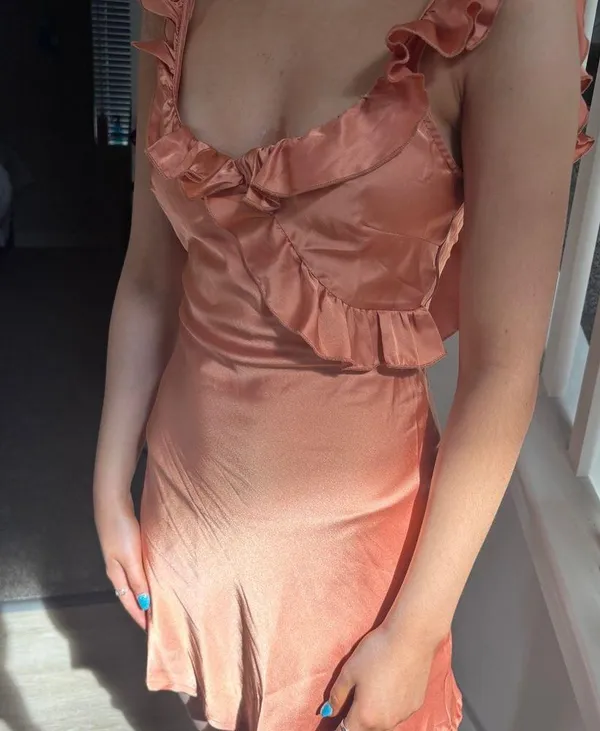 Musera Peach Satin Dress Orange - Image 2