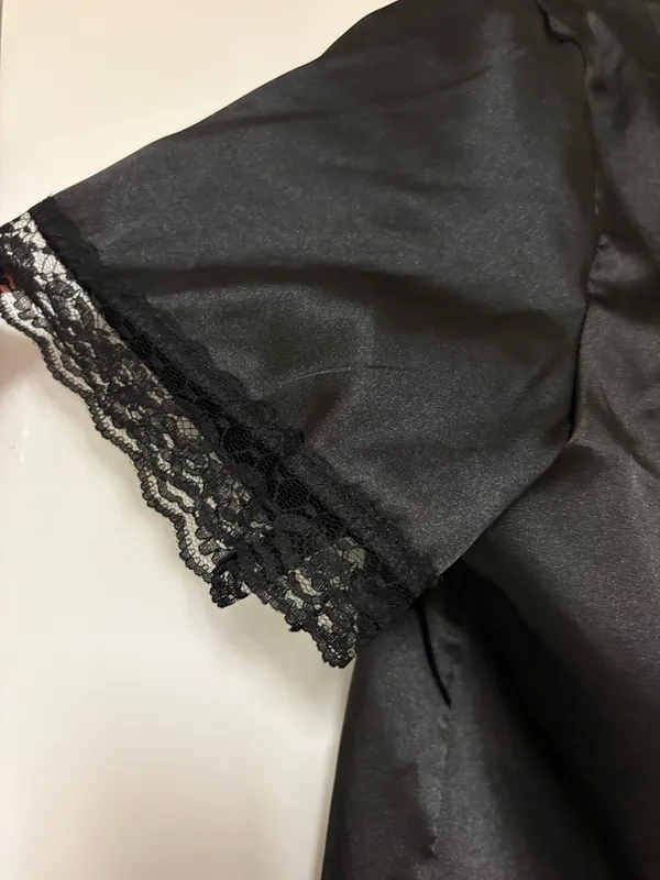 SHEIN Black Open Front Tie Crop Top M - Image 2