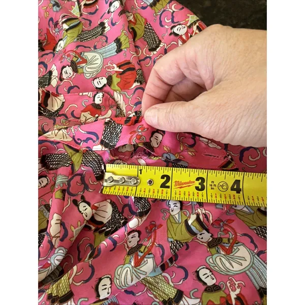 Josie Natori Sleepshirt Gown Sz S Oriental Geisha Pink‎ Figural FLAW READ - Image 11