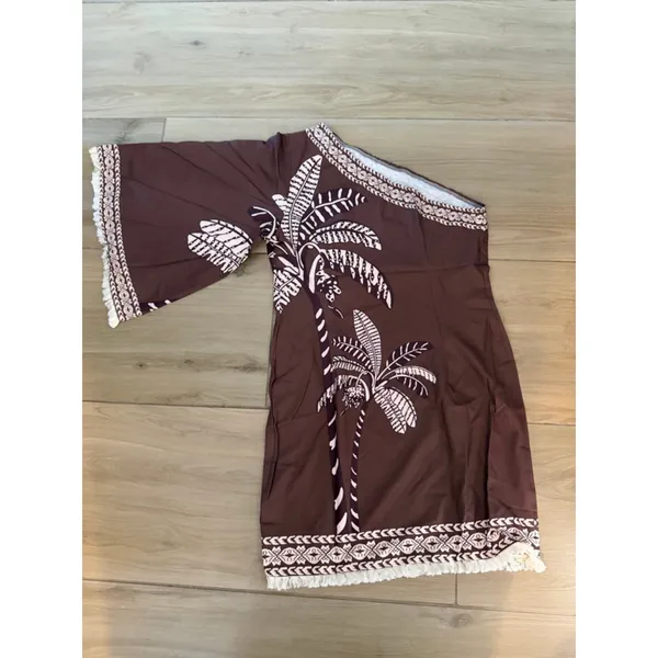 NEW Tropical 1 Shoulder Tassel Vacation Dress M - Image 3