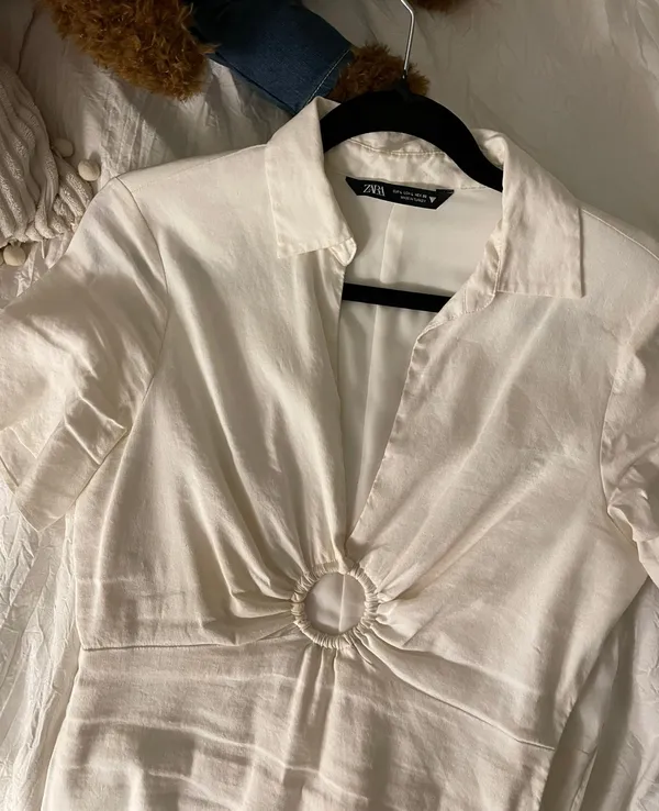 ZARA White Collared Dress - Image 4