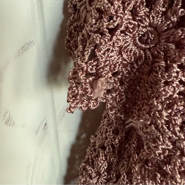 Boston Proper Brown Bell Sleeve‎ Ruffled Crochet Tiered Sweater Top XS/S - Image 6