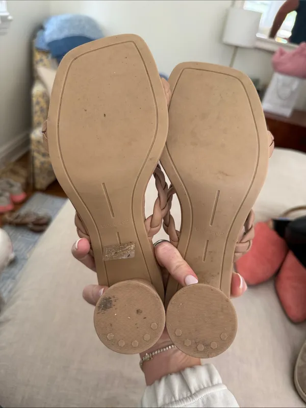 Dolce Vita Braided Two-Strap Heeled Slides in Taupe - Image 3