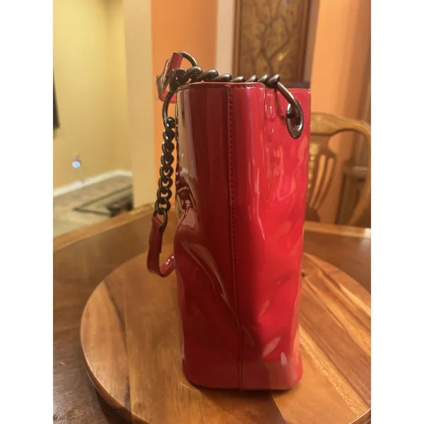 DKNY By Donna Karan Large Red Patent Tote Bag - Image 8