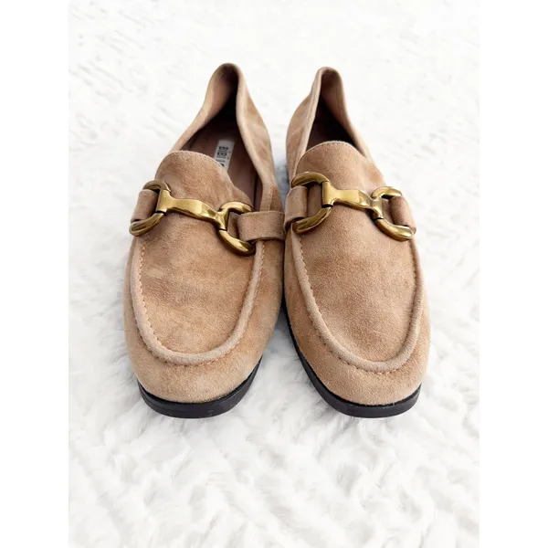 BiBi Lou Zagreb Beige Suede Horsebit Loafers Quiet Luxury Old Money Preppy Chic - Image 4