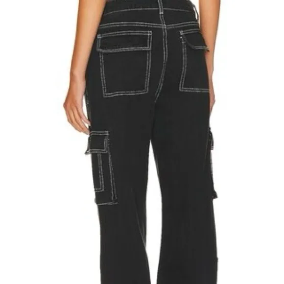 Superdown Natt Baggy Cargo Black Wide Leg Jeans Size XS - Image 4