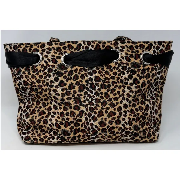 Women's Animal Print Handbag Three Sections Side Zipper Two Side Pockets - Image 3