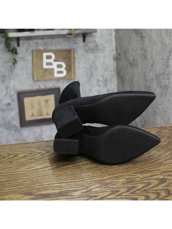 On 34th Zipper Micro Suede Mid-Calf Block Heel Boots 10019653600 Black 6M - Image 5