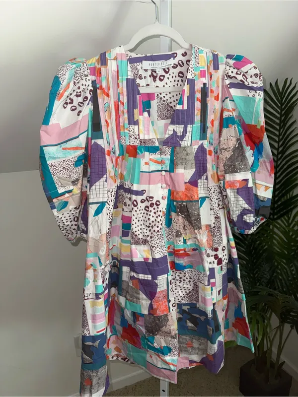 Hunter Bell Jenkins dress in patchwork Small 100% Cotton - Image 4