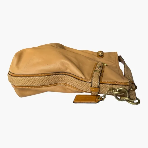 Coach Colette Leather Hobo Bag Tan Python Trim Slouchy Shoulder Bag 16418 - Image 6