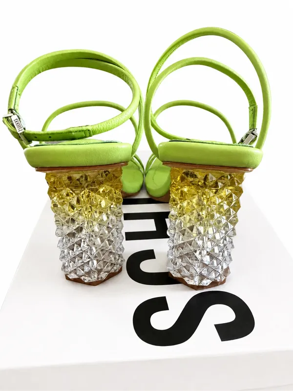 Schutz Mayte Heeled Sandals Women's Ankle Strap Heels Lime Green Size 5.5 - Image 4