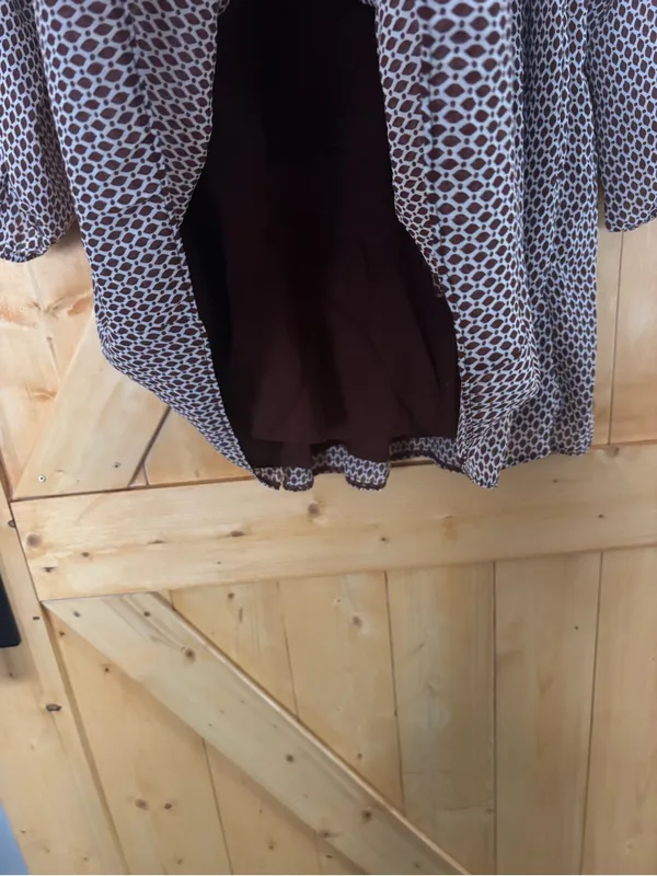 Abercrombie & Fitch Brown Geometric Print Long Sleeve Babydoll Mini Dress Size M - Image 5