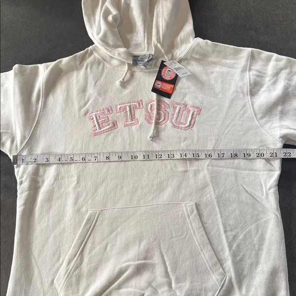 Women’s White Embroidered ‘ETSU’ Hoodie East Tennessee State University Size M - Image 8