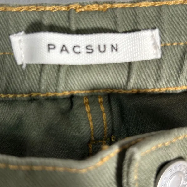 Pacsun Low Rise Puddle Cargo Pants Olive‎ Green Women's Size L Wide Leg - Image 3