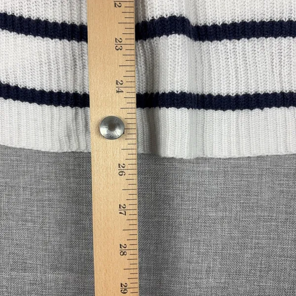 Old Navy Sweater Womens XL White‎ Striped Lace-Up Pullover Open-Knit Relaxed - Image 6