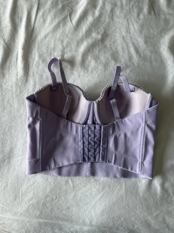 Light Purple Pearl Beaded Bustier Crop Top Size XS - Image 5