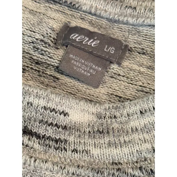 Aerie Womens Gray Marled Space Dye Cinch Hem Pullover Sweater Large‎ L Slouchy - Image 2