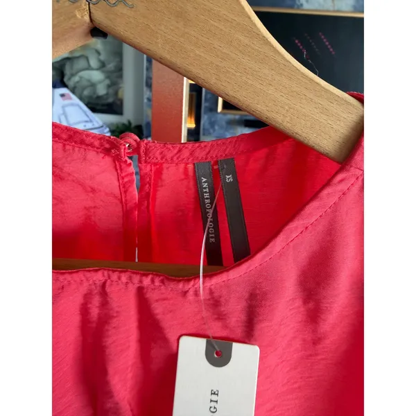 Anthropologie Red Pleated Sleeveless Blouse Top Rouge Round Neck NWT XS‎ - Image 5