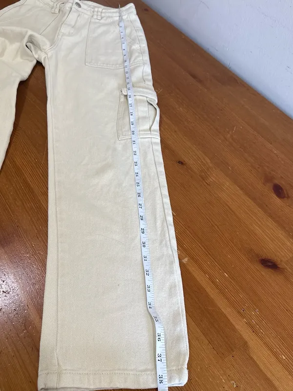 Princess Polly. Cargo jeans 100% Cotton Size 2 Cargo Utility Light yellow - Image 8