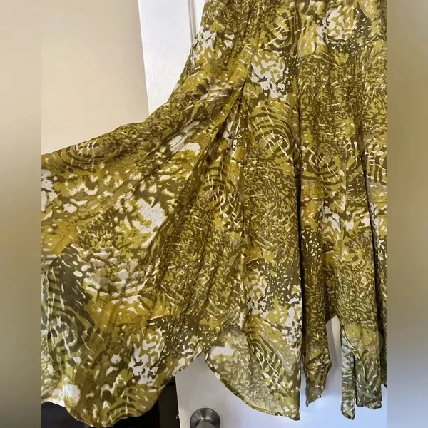 Free People boho wide leg pants, green pattern, lightweight, size XS - Image 3