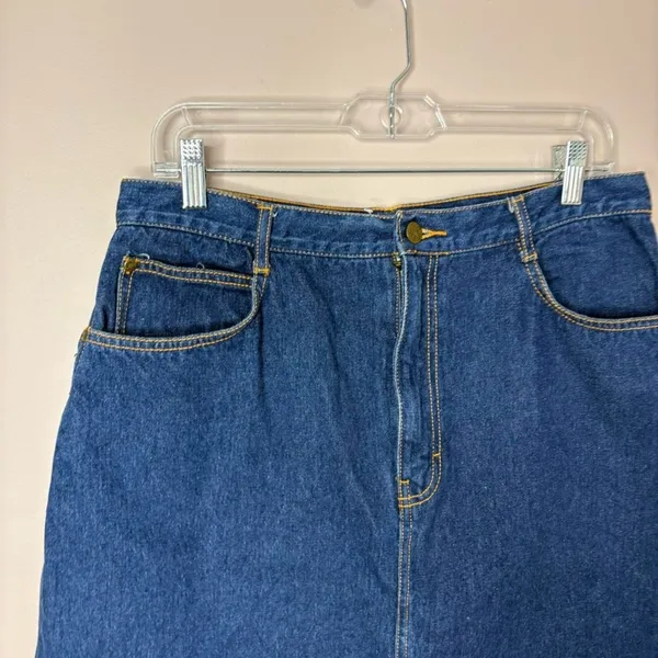 Vintage 90s Gitano blue denim mini skirt fitted grunge boho festival 10/12 - Image 4
