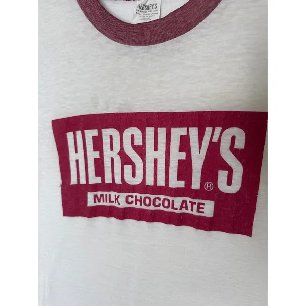 Vintage 90s Hershey’s Milk Chocolate Ringer Tee USA Made Slim Fit Small - Image 5