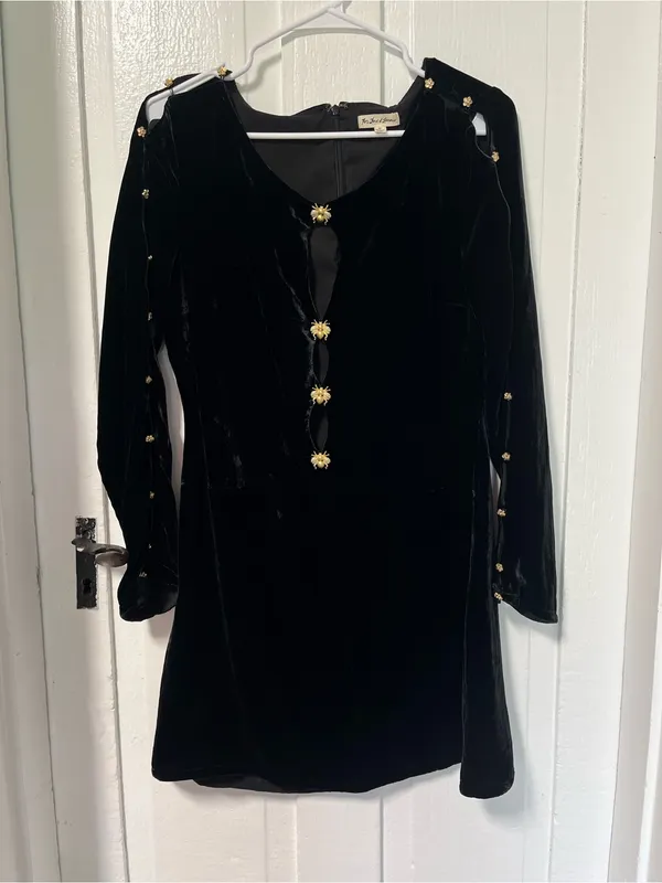 For Love & Lemons Beatrix Velvet Embellished cut out black Dress size Medium - Image 3