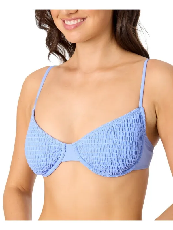 Salt + Cove Juniors Smocked Underwire Bikini Top SC251003CT Cornflower Blue S - Image 8