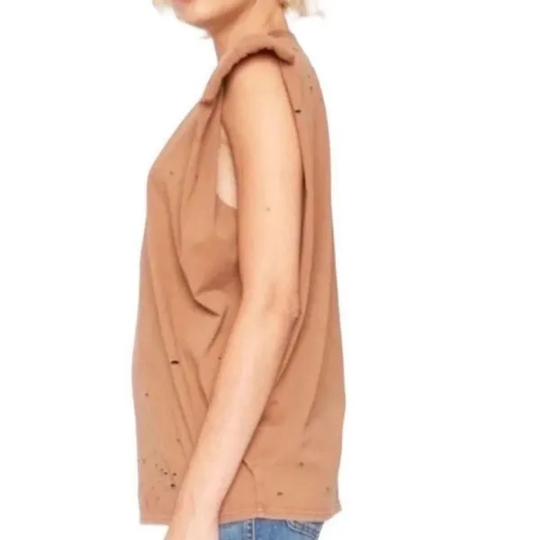 Free people x Sandrine Rose Shoulder Pad Brown Tank Top(Size Small) - Image 3