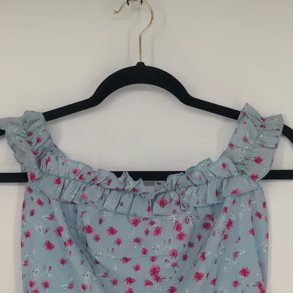 Superdown Revolve Sky Blue Floral Mini Dress Size Small Off The‎ Shoulder Girly - Image 5
