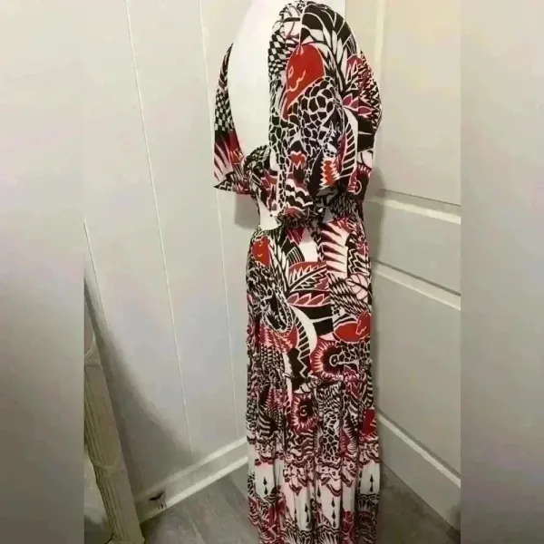 Anthropologie Maxi Tiered Dress Small Brown‎ Orange Bohemian Cutout Boho $180 - Image 8